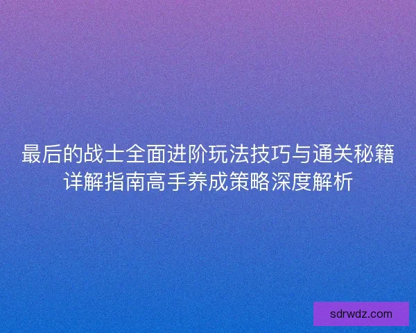 最后的战士全面进阶玩法技巧与通关秘籍详解指南高手养成策略深度解析
